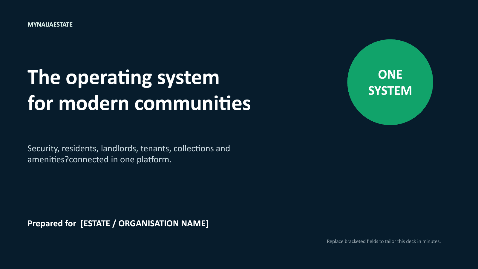 MyNaijaEstate presentation slide 1: The operating system for modern communities